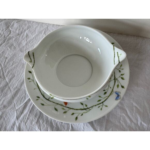 Raynaud Limoges Histoire Naturelle Sauce Boat Sauceboat Gravy w Saucer - Picture 4 of 8